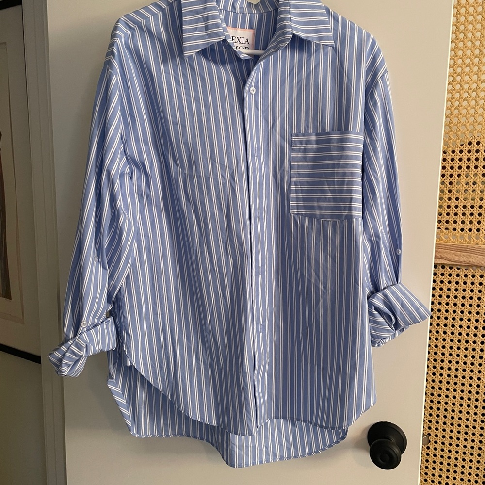 Alexia Admor Blue Casual Button Down Shirt
